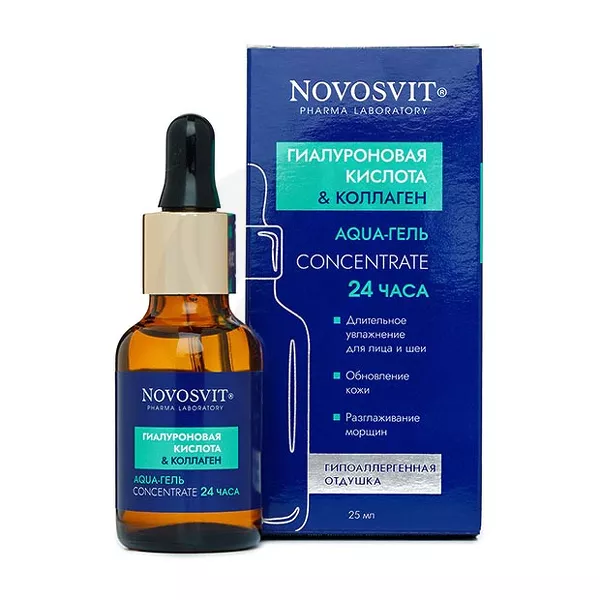 Изображение товара Novosvit Aqua-гель 24 часа с гиалуроновой кислотой и коллагеном 25мл Изображение товара Novosvit Aqua-гель 24 часа с гиалуроновой кислотой и коллагеном 25мл
