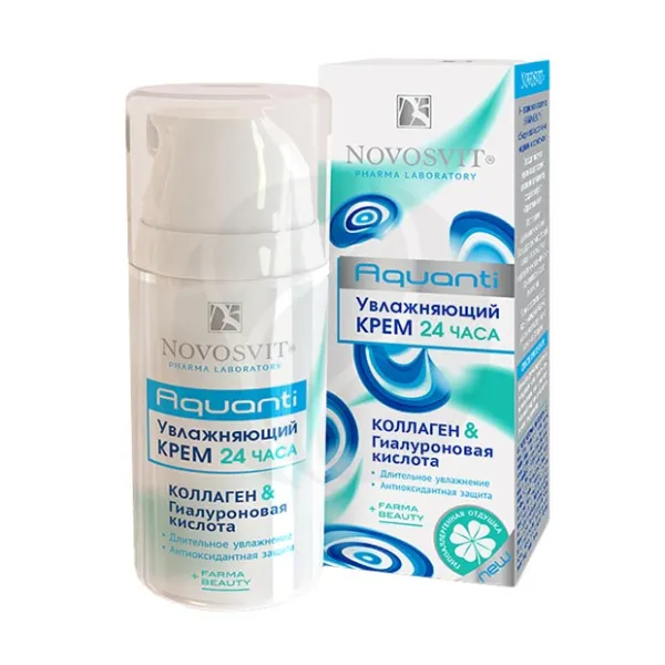 Novosvit Aquanti увлажняющий крем 24ч Коллаген+гиалуроновая кислота, 50мл