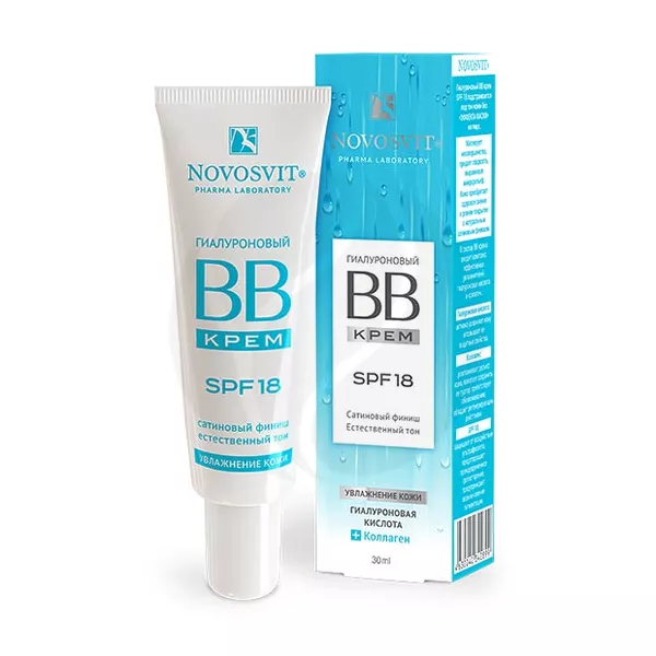 Изображение товара Novosvit BB крем гиалуроновый SPF18 30мл для увлажнения и защиты лица Изображение товара Novosvit BB крем гиалуроновый SPF18 30мл для увлажнения и защиты лица