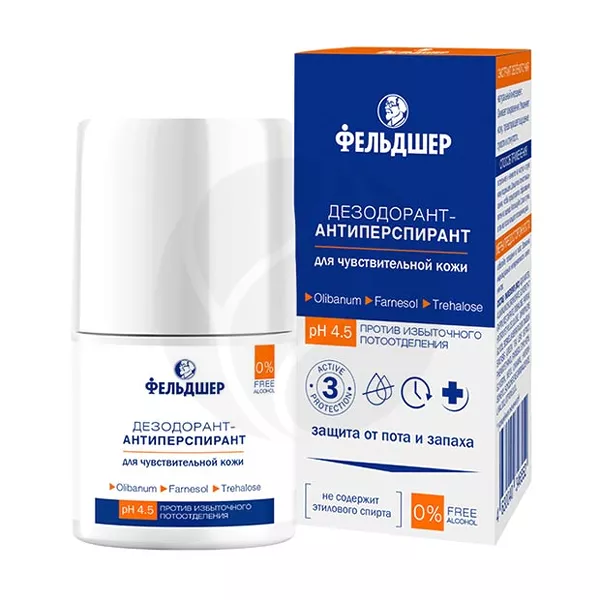 Изображение товара Фельдшер дезодорант-антиперспирант против избыточного потоотделения 50 мл Изображение товара Фельдшер дезодорант-антиперспирант против избыточного потоотделения 50 мл