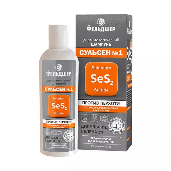 Изображение товара Фельдшер Сульсен №1 шампунь против перхоти 180мл дерматологическое средство для кожи головы