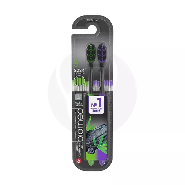 Изображение товара Зубные щетки Splat Biomed Black 2 шт с древесным углем Изображение товара Зубные щетки Splat Biomed Black 2 шт с древесным углем