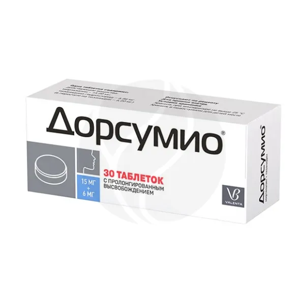 Дорсумио таблетки с пролонг. высвоб. 15мг+6мг, №30