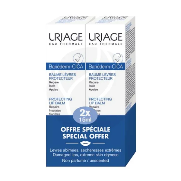 Изображение товара Uriage Bariederm Cica бальзам для губ 15 мл 2 шт защита и восстановление