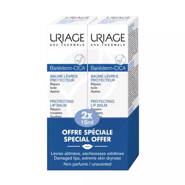 Изображение товара Uriage Bariederm Cica бальзам для губ 15 мл 2 шт защита и восстановление