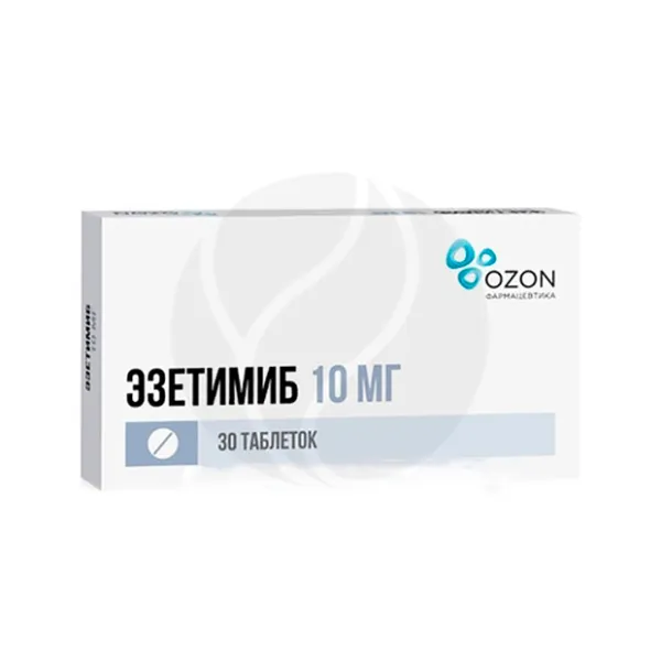 Изображение товара Эзетимиб 10мг таблетки №30 для снижения холестерина и профилактики сердечно-сосудистых заболеваний