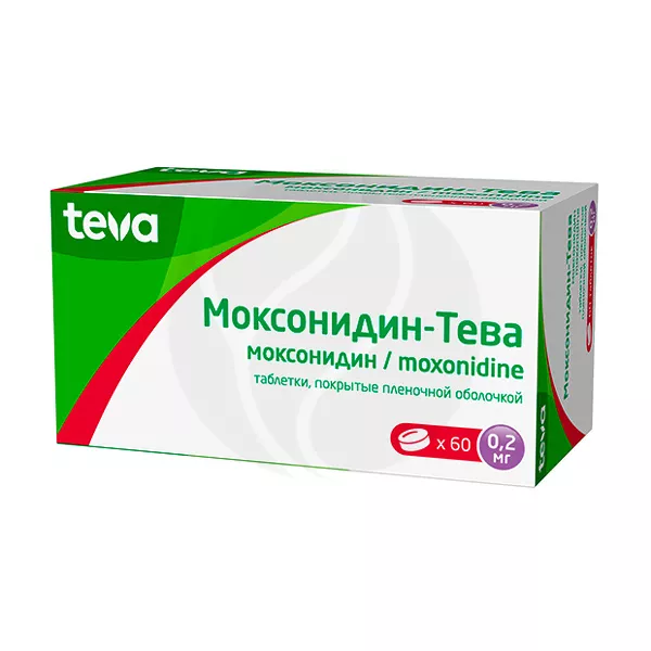 Изображение товара Моксонидин-Тева 0,2 мг таблетки покрытые пленочной оболочкой, 60 шт Изображение товара Моксонидин-Тева 0,2 мг таблетки покрытые пленочной оболочкой, 60 шт
