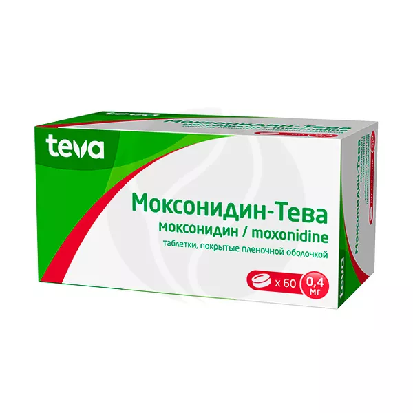 Изображение товара Моксонидин-Тева таблетки покрытые 0,4 мг, 60 шт для снижения давления Изображение товара Моксонидин-Тева таблетки покрытые 0,4 мг, 60 шт для снижения давления