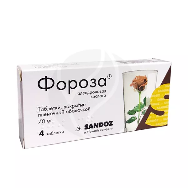 Изображение товара Таблетки Фороза 70мг покрытые пленочной оболочкой, 4 шт Изображение товара Таблетки Фороза 70мг покрытые пленочной оболочкой, 4 шт