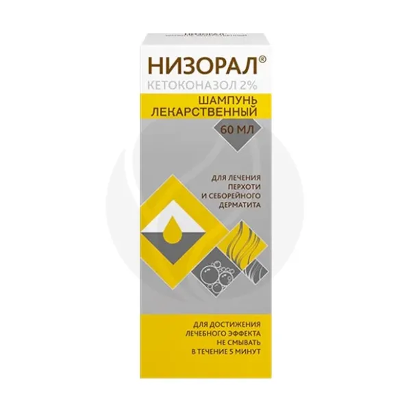 Изображение товара Низорал шампунь 2% для лечения перхоти и себорейного дерматита 60 мл