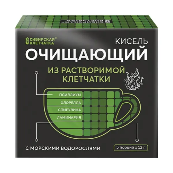 Изображение товара Кисель из растворимой клетчатки Сибирская Клетчатка с водорослями и семенами Чиа Изображение товара Кисель из растворимой клетчатки Сибирская Клетчатка с водорослями и семенами Чиа