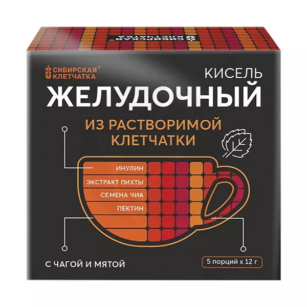 Изображение товара Сибирская клетчатка кисель желудочный с чагой и мятой 12г №5