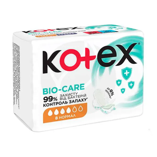 Изображение товара Kotex Bio Care Normal прокладки, 8 штук - надежная ежедневная гигиена женские прокладки