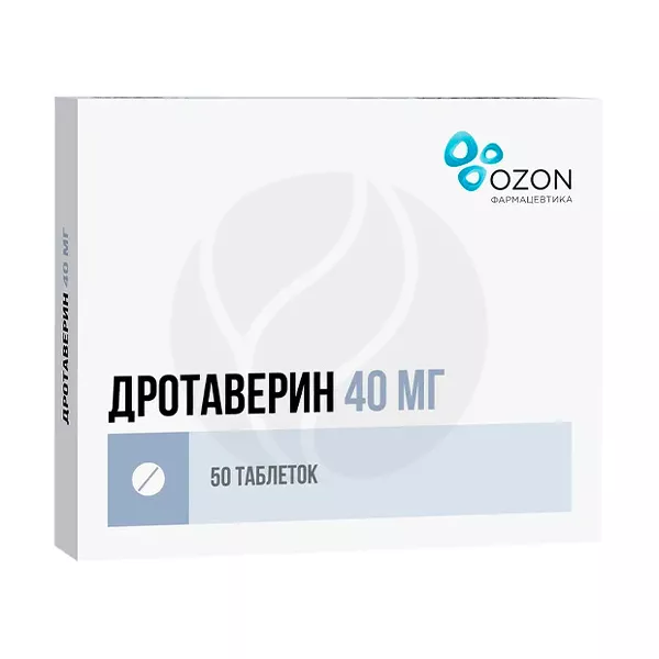 Изображение товара Дротаверин таблетки 40 мг, №50, спазмолитик для желудка и боли Изображение товара Дротаверин таблетки 40 мг, №50, спазмолитик для желудка и боли