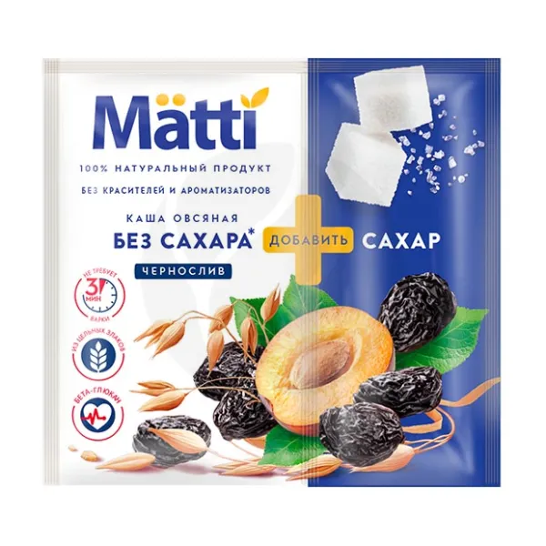 Изображение товара Matti каша овсяная моментального приготовления чернослив, 40г
