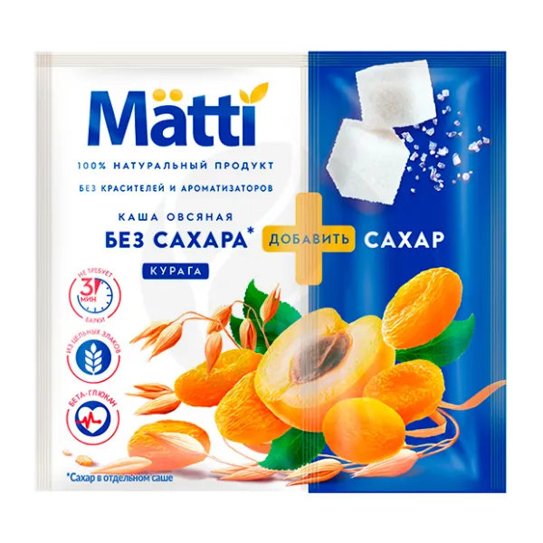 Matti каша овсяная моментального приготовления курага, 40г