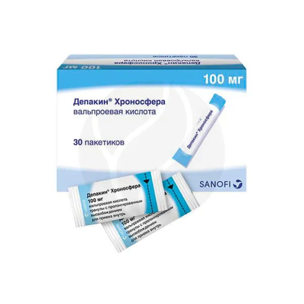 Изображение товара Депакин Хроносфера гранулы с пролонгированным высвобождением 100мг №30