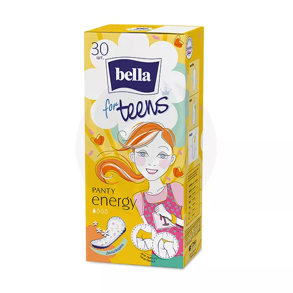 Изображение товара Экстратонкие ежедневные прокладки для молодых девушек 30 шт Bella For teens Panty energy Изображение товара Экстратонкие ежедневные прокладки для молодых девушек 30 шт Bella For teens Panty energy