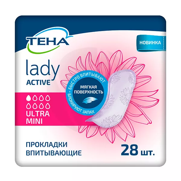 Изображение товара Tena Lady active ultra mini прокладки урологические ультратонкие 28 шт надежная защита комфорт Изображение товара Tena Lady active ultra mini прокладки урологические ультратонкие 28 шт надежная защита комфорт