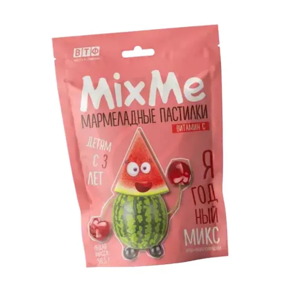 Изображение товара MixMe Ягодный микс Витамин С пастилки мармеладные с натуральными вкусами, 58 5г Изображение товара MixMe Ягодный микс Витамин С пастилки мармеладные с натуральными вкусами, 58 5г