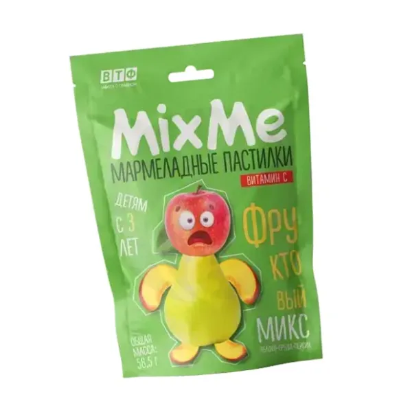 Изображение товара MixMe Фруктовый микс Витамин С пастилки мармеладные со вкусом яблока, персика и груши, 58,5г Изображение товара MixMe Фруктовый микс Витамин С пастилки мармеладные со вкусом яблока, персика и груши, 58,5г