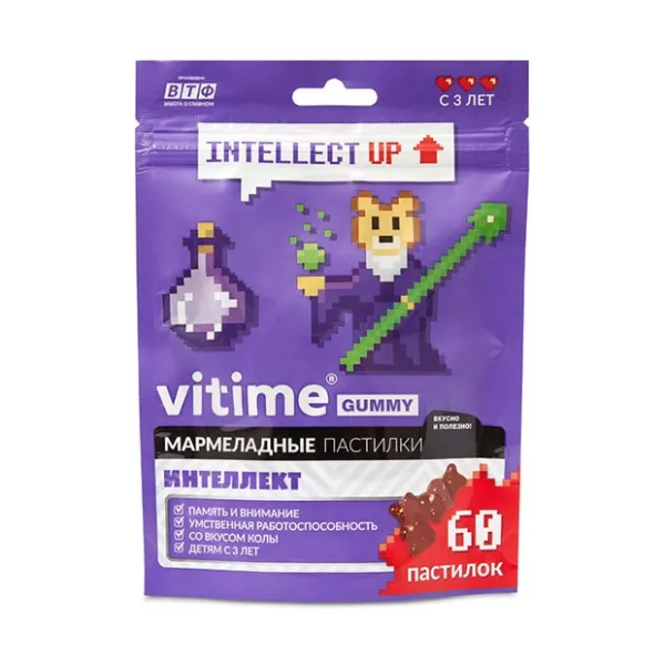 Изображение товара Vitime Gummy Интеллект мармеладные пастилки для повышения внимания и памяти 60 шт