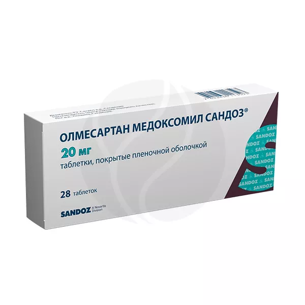 Изображение товара Олмесартан медоксомил Сандоз таблетки покрыт. п/о 20мг, №28 Лек Д.д. Изображение товара Олмесартан медоксомил Сандоз таблетки покрыт. п/о 20мг, №28 Лек Д.д.