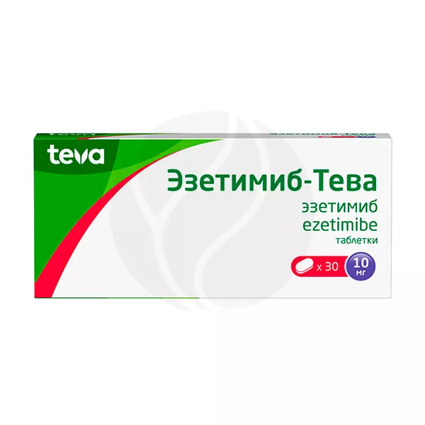 Изображение товара Эзетимиб Тева таблетки 10мг, №30 Изображение товара Эзетимиб Тева таблетки 10мг, №30
