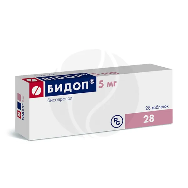 Изображение товара Бидоп таблетки 5 мг 28 штук антигипертензивное и сердечнососудистое средство Гедеон Рихтер
