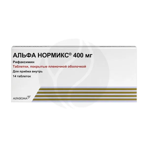Изображение товара Альфа Нормикс таблетки покрыт. п/о 400мг, №14 Альфасигма Изображение товара Альфа Нормикс таблетки покрыт. п/о 400мг, №14 Альфасигма
