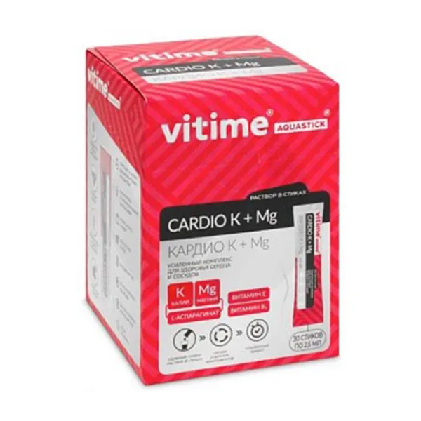 Vitime Aquastick Кардио Калий+Магний раствор д/приема внутрь, №30
