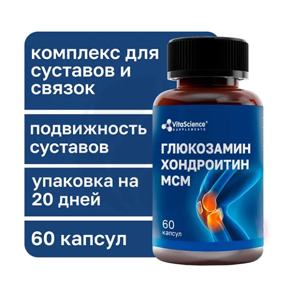 Vitascience Глюкозамин Хондроитин МСМ капсулы, №60