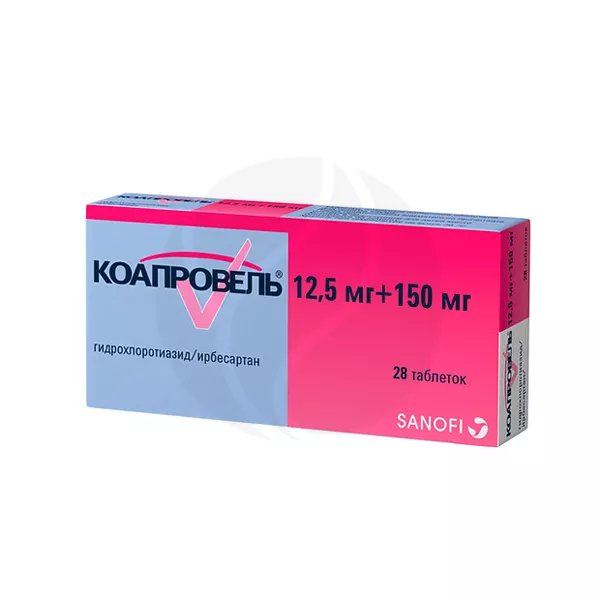 Изображение товара Коапровель таблетки покрыт п о 12 5мг 150мг №28 Санофи Изображение товара Коапровель таблетки покрыт п о 12 5мг 150мг №28 Санофи