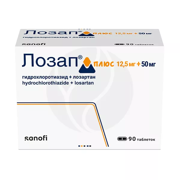 Изображение товара Лозап плюс таблетки 12, 5мг+50мг 90 шт - гипотензивное средство от Санофи Изображение товара Лозап плюс таблетки 12, 5мг+50мг 90 шт - гипотензивное средство от Санофи