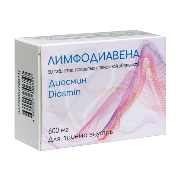 Изображение товара Лиофодиафена? ЛИМФОДИАВЕНА Диосмин 600 мг таблетки - венотонизирующее средство Изображение товара Лиофодиафена? ЛИМФОДИАВЕНА Диосмин 600 мг таблетки - венотонизирующее средство