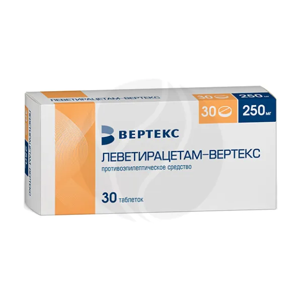 Изображение товара Леветирацетам ВЕРТЕКС таблетки 250 мг, 30 шт для лечения эпилепсии