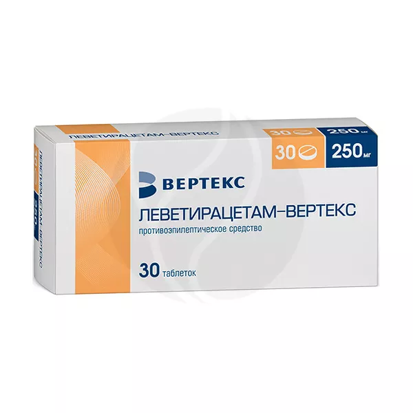 Изображение товара Леветирацетам-Вертекс таблетки покрыт. п/о 250мг, №30 Изображение товара Леветирацетам-Вертекс таблетки покрыт. п/о 250мг, №30