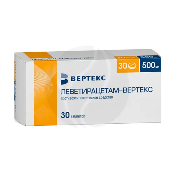 Изображение товара Леветирацетам-Вертекс таблетки покрыт. п/о 500мг, №30