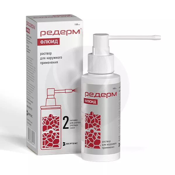 Изображение товара Редерм флюид раствор д/наружн. прим. 0,05%+2%, 100мл Изображение товара Редерм флюид раствор д/наружн. прим. 0,05%+2%, 100мл