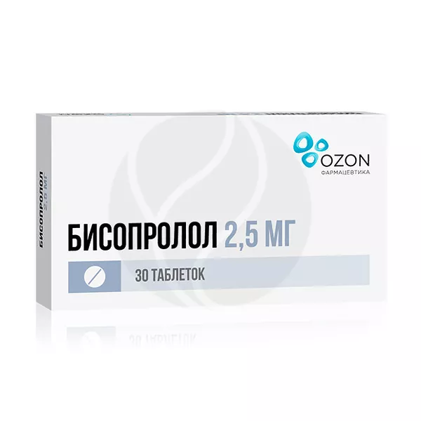 Изображение товара Бисопролол таблетки покрыт. п/о 2.5мг, №30 Озон Фарм