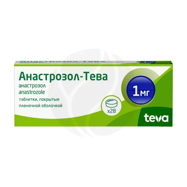 Изображение товара Анастрозол 1 мг покрытые таблетки, Teva - 28 шт Изображение товара Анастрозол 1 мг покрытые таблетки, Teva - 28 шт
