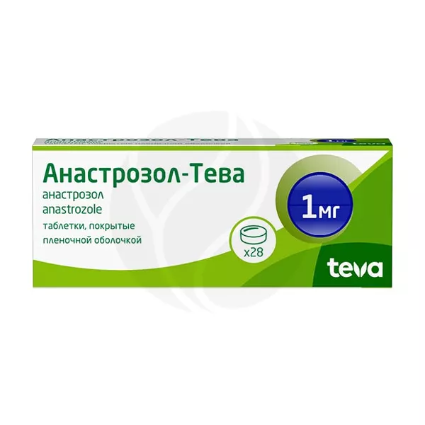 Изображение товара Анастрозол 1 мг покрытые таблетки, Teva - 28 шт Изображение товара Анастрозол 1 мг покрытые таблетки, Teva - 28 шт