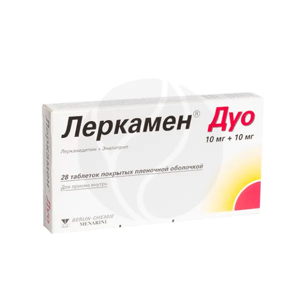 Изображение товара Леркамен Дуо таблетки покрыт. п/о 10мг+10мг, №28 Рекордати Изображение товара Леркамен Дуо таблетки покрыт. п/о 10мг+10мг, №28 Рекордати