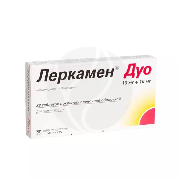 Изображение товара Леркамен Дуо таблетки покрыт. п/о 10мг+10мг, №28 Рекордати Изображение товара Леркамен Дуо таблетки покрыт. п/о 10мг+10мг, №28 Рекордати