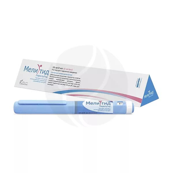 Изображение товара Мелитид раствор д/п/к введ. 6мг/мл, 3мл №1 шприц-ручка Изображение товара Мелитид раствор д/п/к введ. 6мг/мл, 3мл №1 шприц-ручка