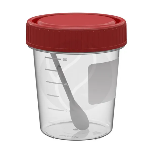 Контейнер для сбора биологического материала стерильный с лопаткой, 60мл