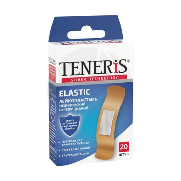 Изображение товара Teneris Elastic бактерицидный лейкопластырь на тканевой основе 76x19 мм, 20 шт