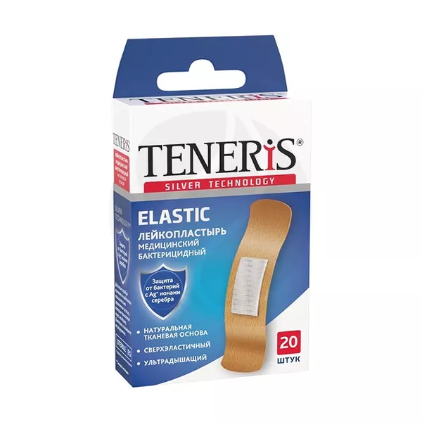 Изображение товара Teneris Elastic бактерицидный лейкопластырь на тканевой основе 76x19 мм, 20 шт
