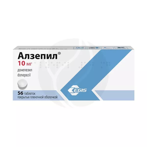 Изображение товара Алзепил 10 мг таблетки для лечения деменции альцгеймеровского типа, 56 шт Изображение товара Алзепил 10 мг таблетки для лечения деменции альцгеймеровского типа, 56 шт