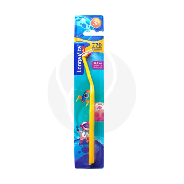 Изображение товара Детская зубная щетка Longa Vita Kids монопучковая 3+ лет яркий дизайн